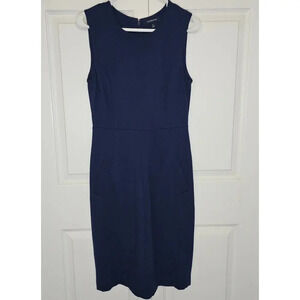 Lands' End Blue Fitted Sheath Dress‎ 6 Office Business Casual Sleeveless Layer